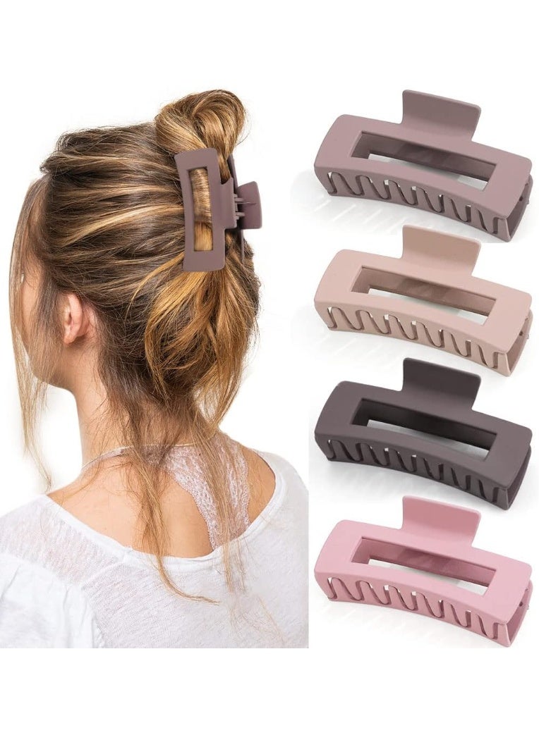 Generic Large Hair Claw Clips Set - 4 Pieces  – Strong Hold Matte Hair Clips for Women, Non-Slip Jaw Clips for Thick & Thin Hair, Bun & Updo Styling – 4 Pieces Multicolor - Image 1